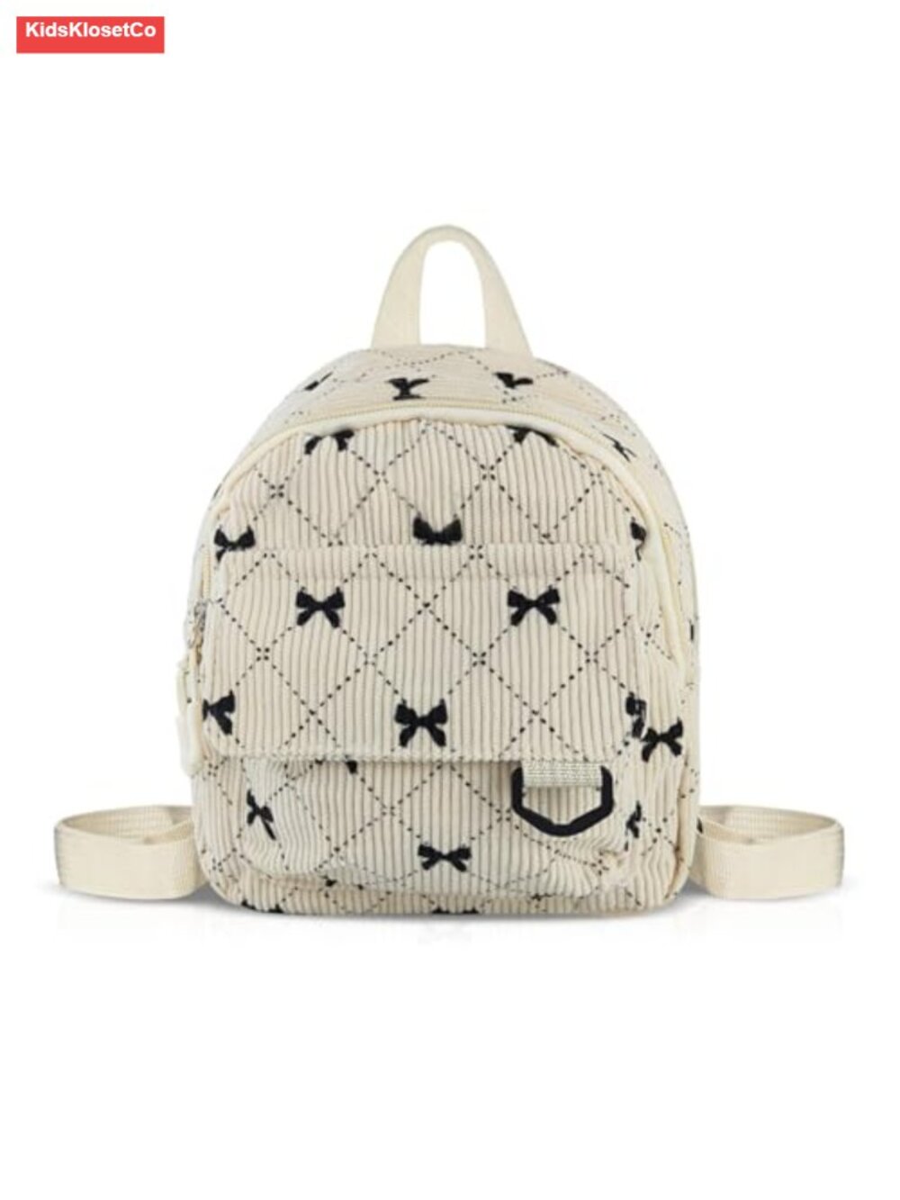 Corduroy Bow Mini Backpack Women Cute Small Daypack Lightweight Travel
